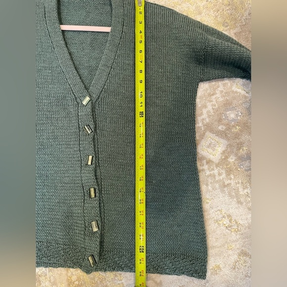 Hand Knit Wool Cardigan Sage Green - Picture 5 of 9